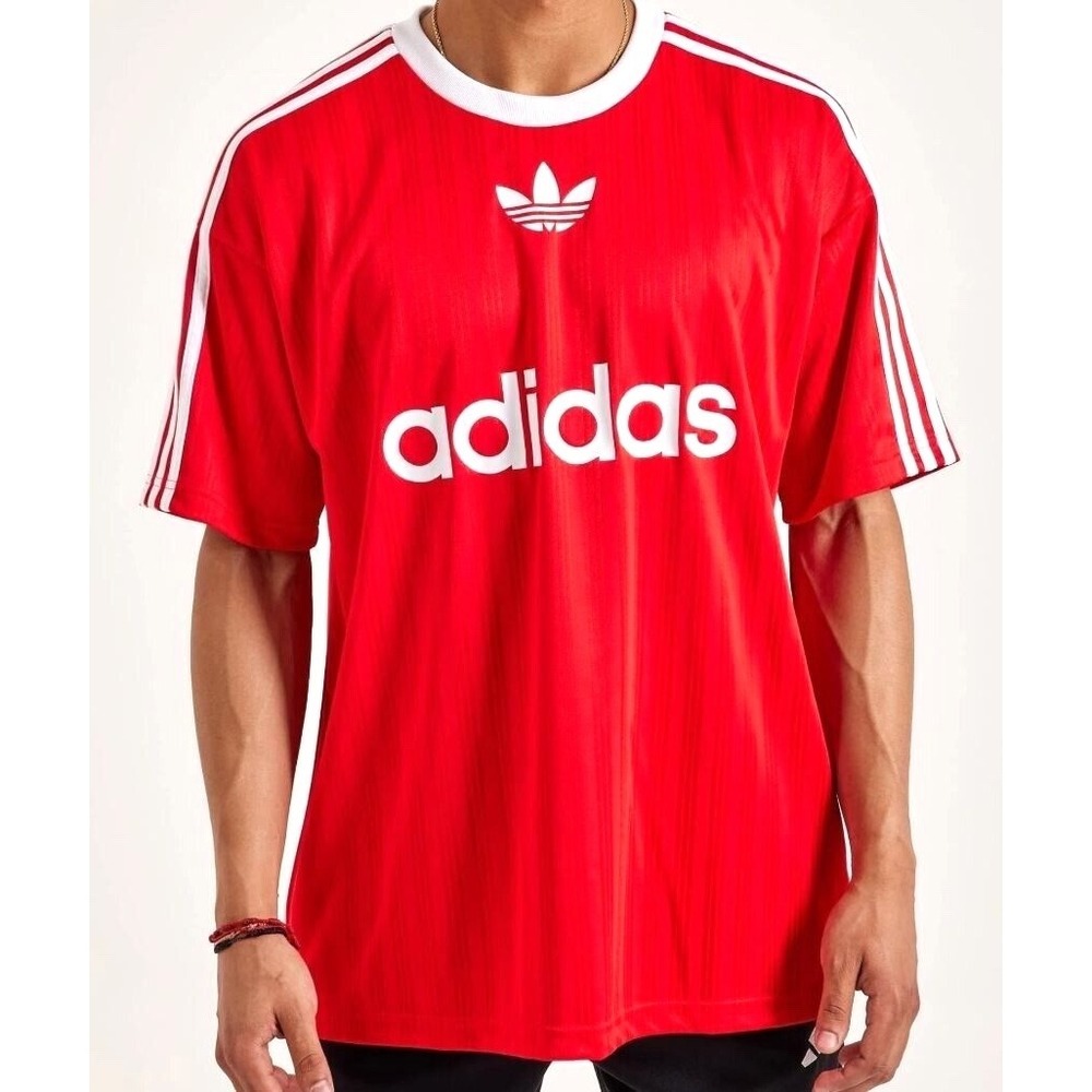 NEW MEN'S ADIDAS ORIGINALS TREFOIL POLY TEE SHIRT SIZE XL RED IM9458‎ Scarlet